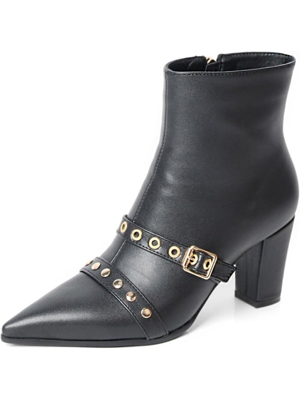 Women's Solid Black High Heels Pointed Toe Ankle Short Booties High Heeled